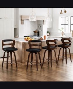 Set of 4 Mid-Century Swivel Bar Stools
