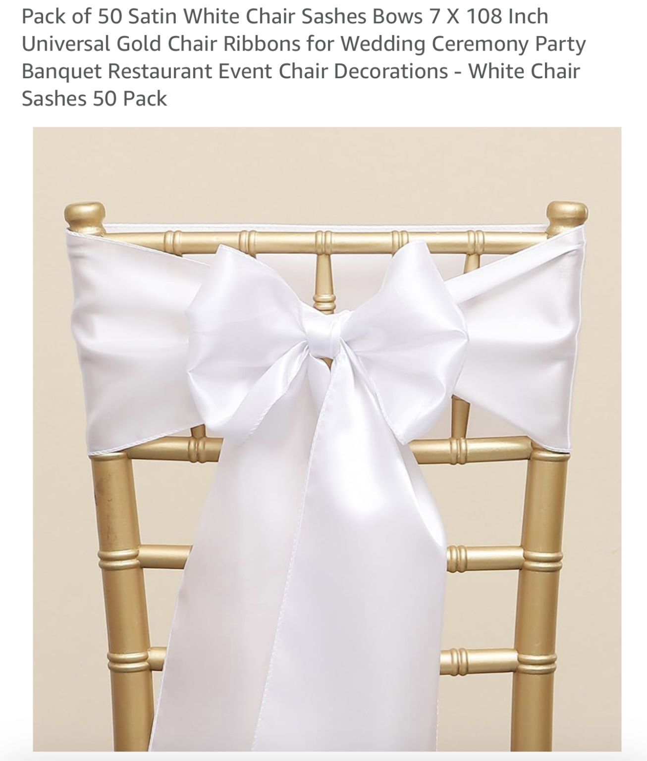 White Chair Sashes Bows