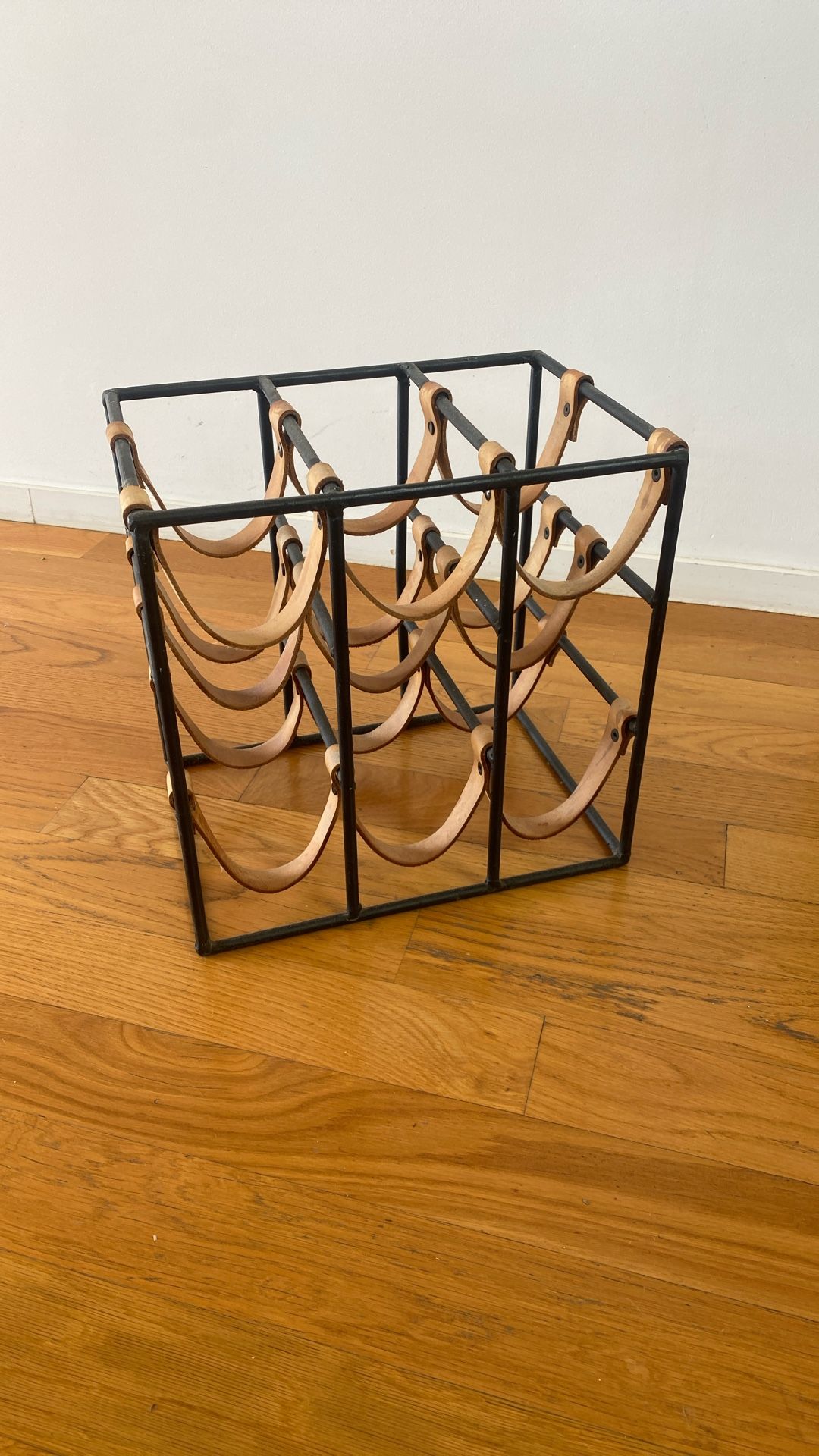 Wrought iron And Leather Wine Rack