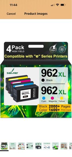 Brand new in box 962XL Ink Cartridges Replacement for HP 962XL Ink Cartridges Combo Pack 4PK Upgraded ChipHP 962 Compatible with HP Officejet Pro 9010