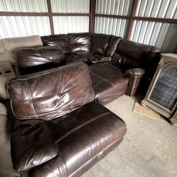 Leather Sectional Dark Brown 6 Person
