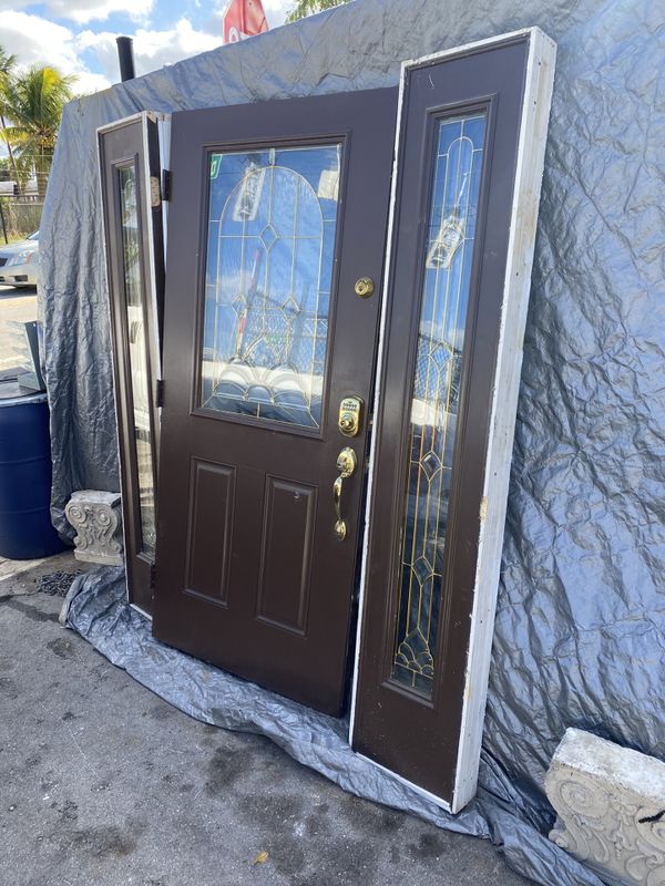 Exterior front door with side panels NON IMPACT GLASS for