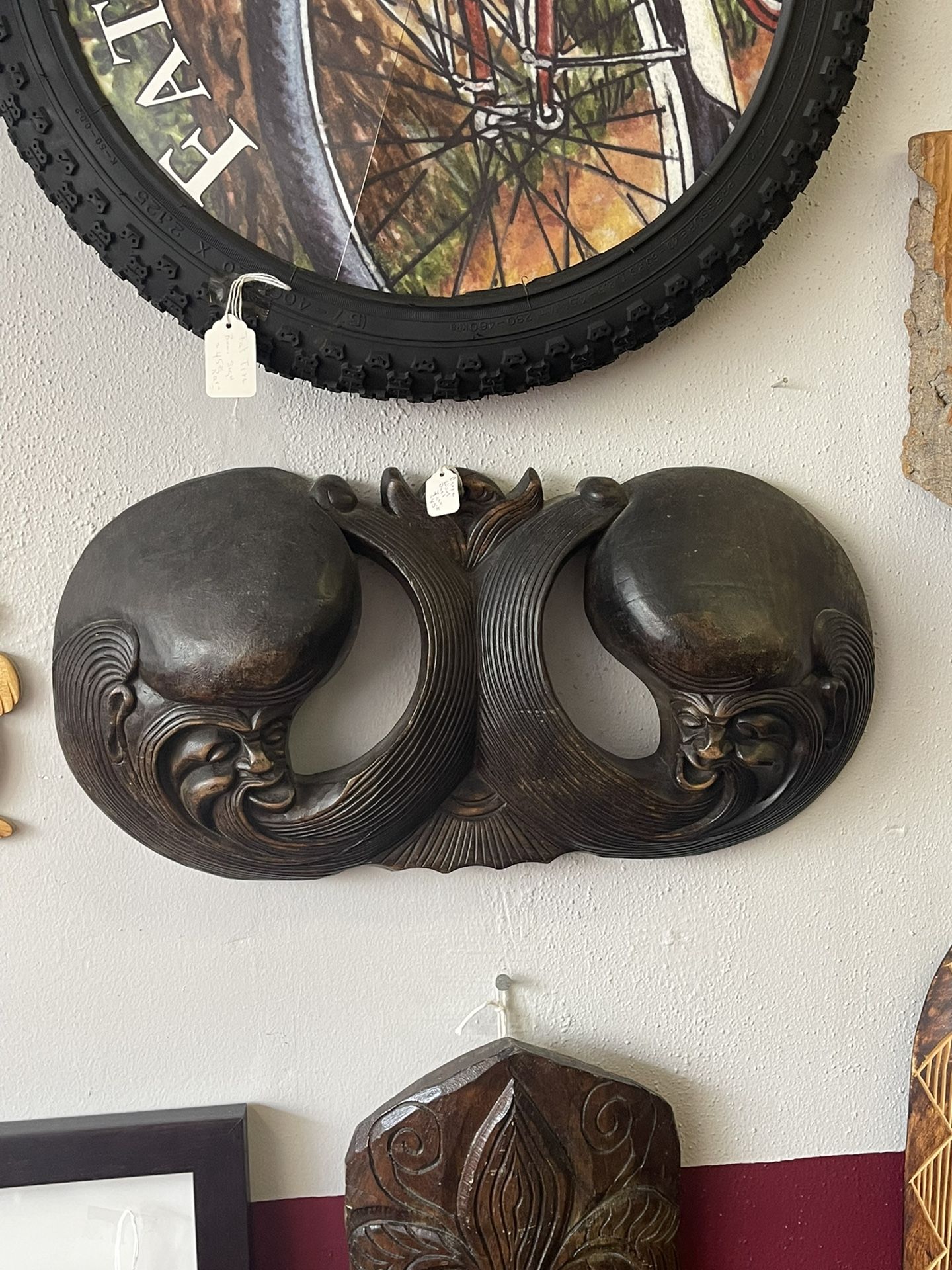 Hand Carved Wood Duel Faces Wall Art,All Products : American Fashion Style Bags On Sale