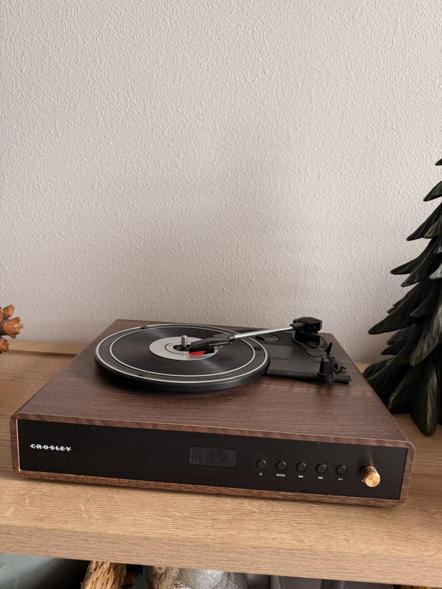Crosley CR7019A-WA Alto 3-Speed Turntable Shelf System with Bluetooth, FM Radio, and Matching Stereo Speakers, Walnut