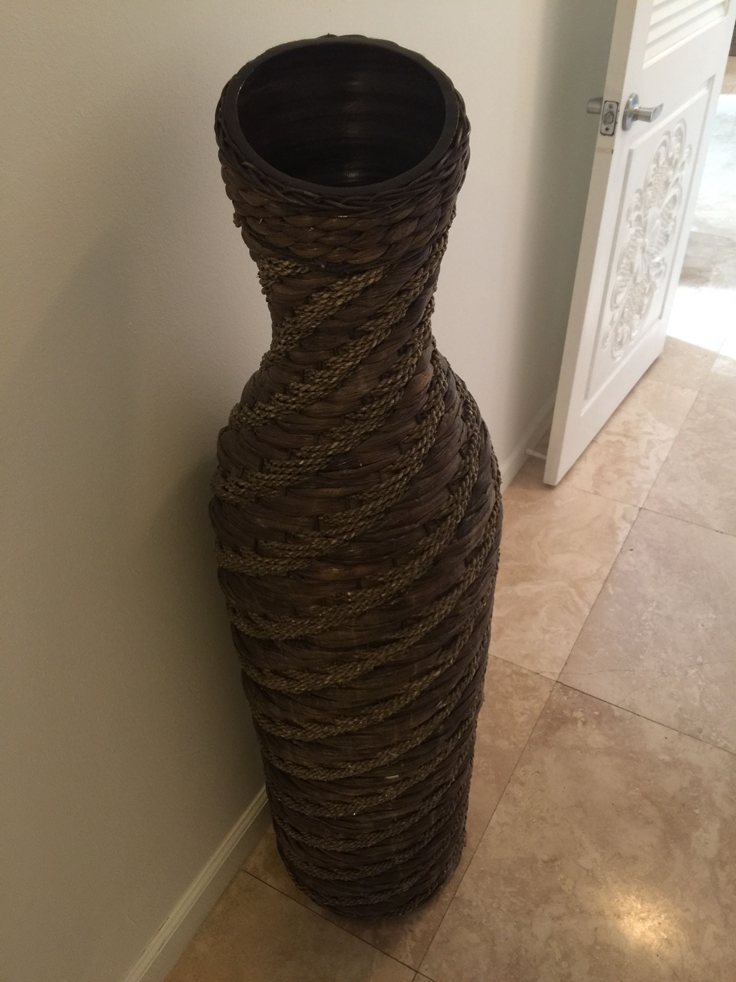 Tall wooden vase