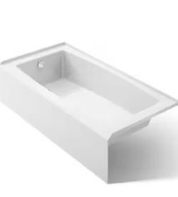 KOHLER Elmbrook 60 in. x 30.25 in. Acrylic Alcove Deep Soaking Bathtub with Left-Hand Drain in White