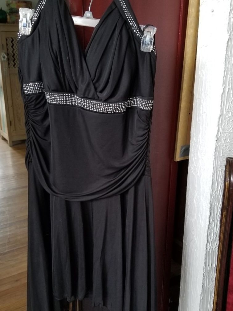 Halter Top Evening Gown With Rhinestone Trim