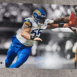 LOS ANGELES RAMS BRADEN FISKE AUTOGRAPHED SIGNED 16x20 PHOTO BECKETT HOLO