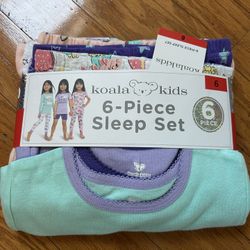 NWT Koala kids Girls 100% cotton 6pcs pajamas set size 6