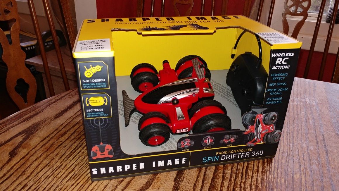 Sharper Image 49 MHz RC Spin Drifter 360 Red STUNT Vehicle New !