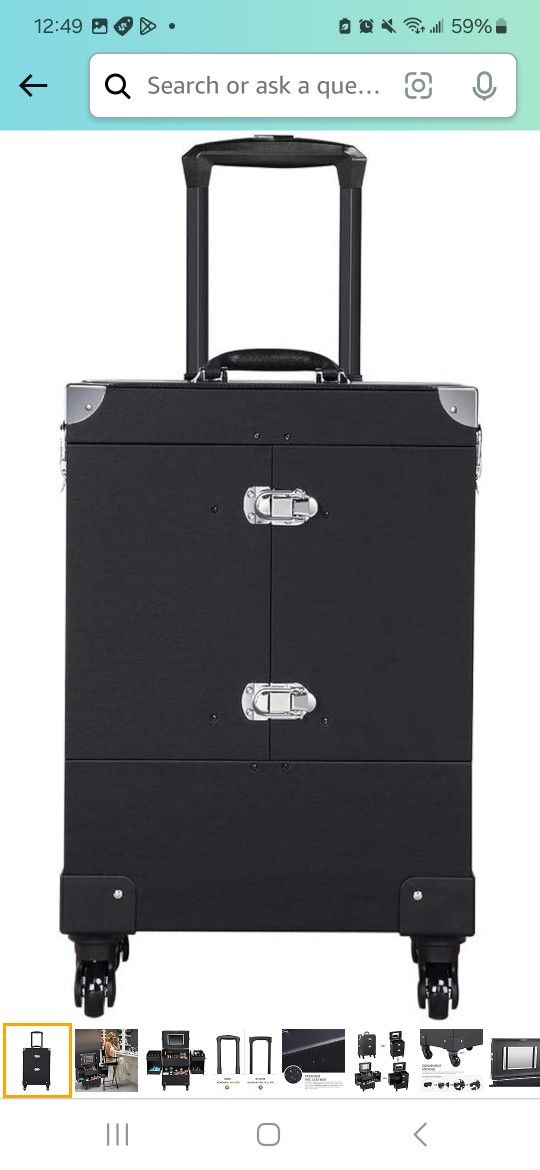 Yaheetech Rolling Makeup Train Case Cosmetic Trolley Makeup Travel Case Cosmetic Luggage Case Large with 4 Removable Spinner Wheels, Mirror and Pull R