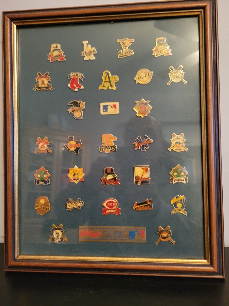 Kelloggs Framed Major League Baseball Pins  