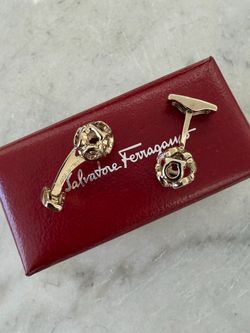 Vtg  Authentic Salvatore Ferragamo Gold Tone Round Cufflinks