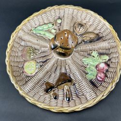 VTG Tilso Japan Divided Appetizer Serving Tray With Mushroom Toothpick Holder 25cm 