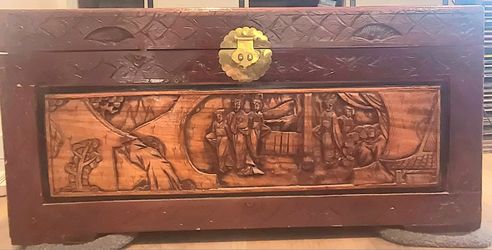 Oriental Handcrafted Camphor Chests With Brass Hardware, Pair