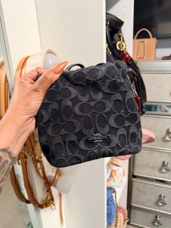 Coach black denim mini Faye