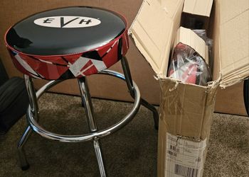 Two EVH 24" Striped Frankenstrat Stools, One New In box, One Used.