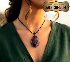 Tree of life 7 Chakra natural gemstone necklace Energy Healing Handmade pendant! New With box