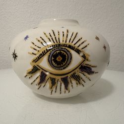 Anthropologie Fortune Eye Ceramic Vase