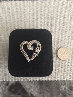 925 Sterling silver hart charm Love with marcasite stones $13