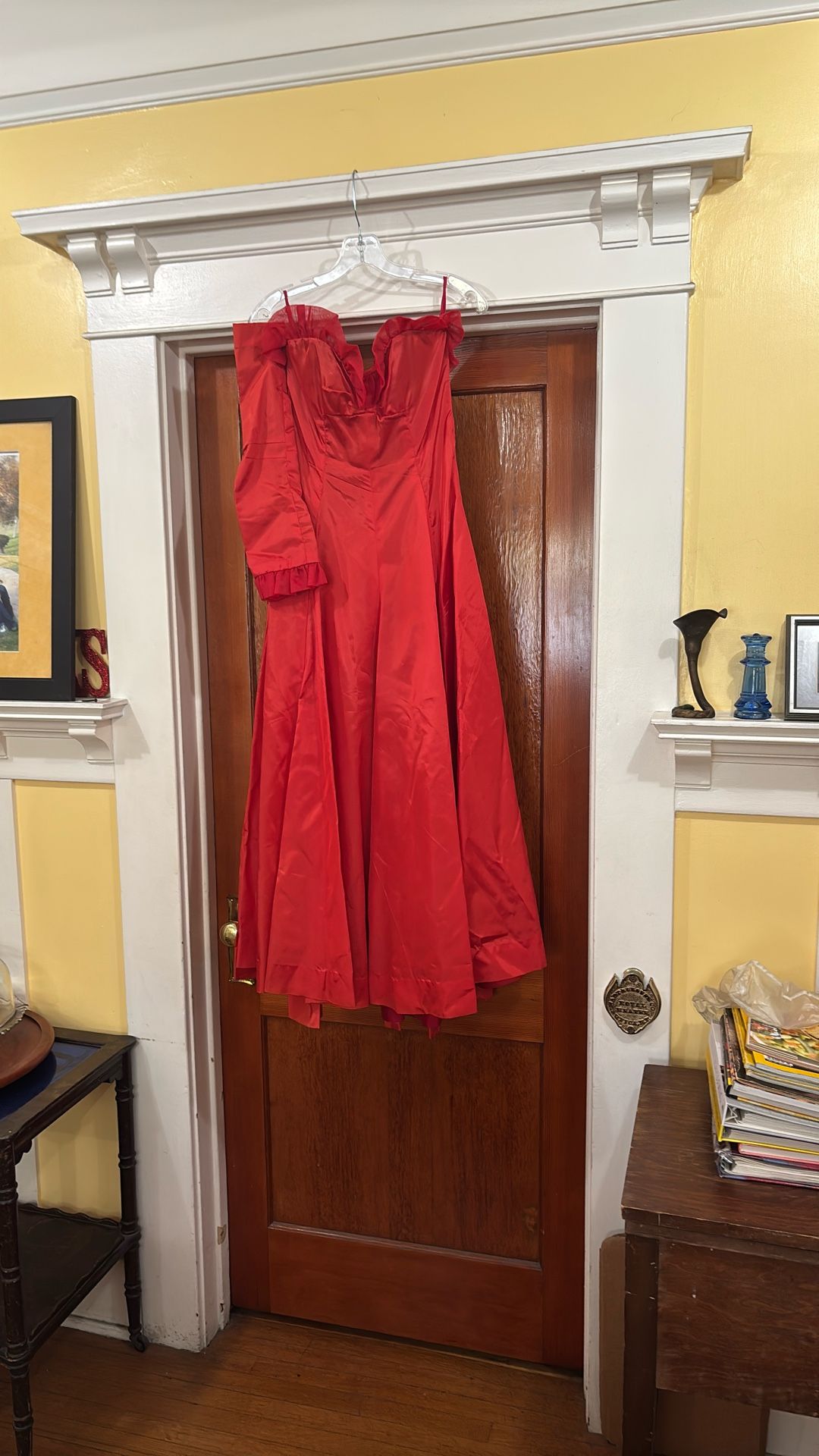 Size Small Red Gown With Gloves And Shawl