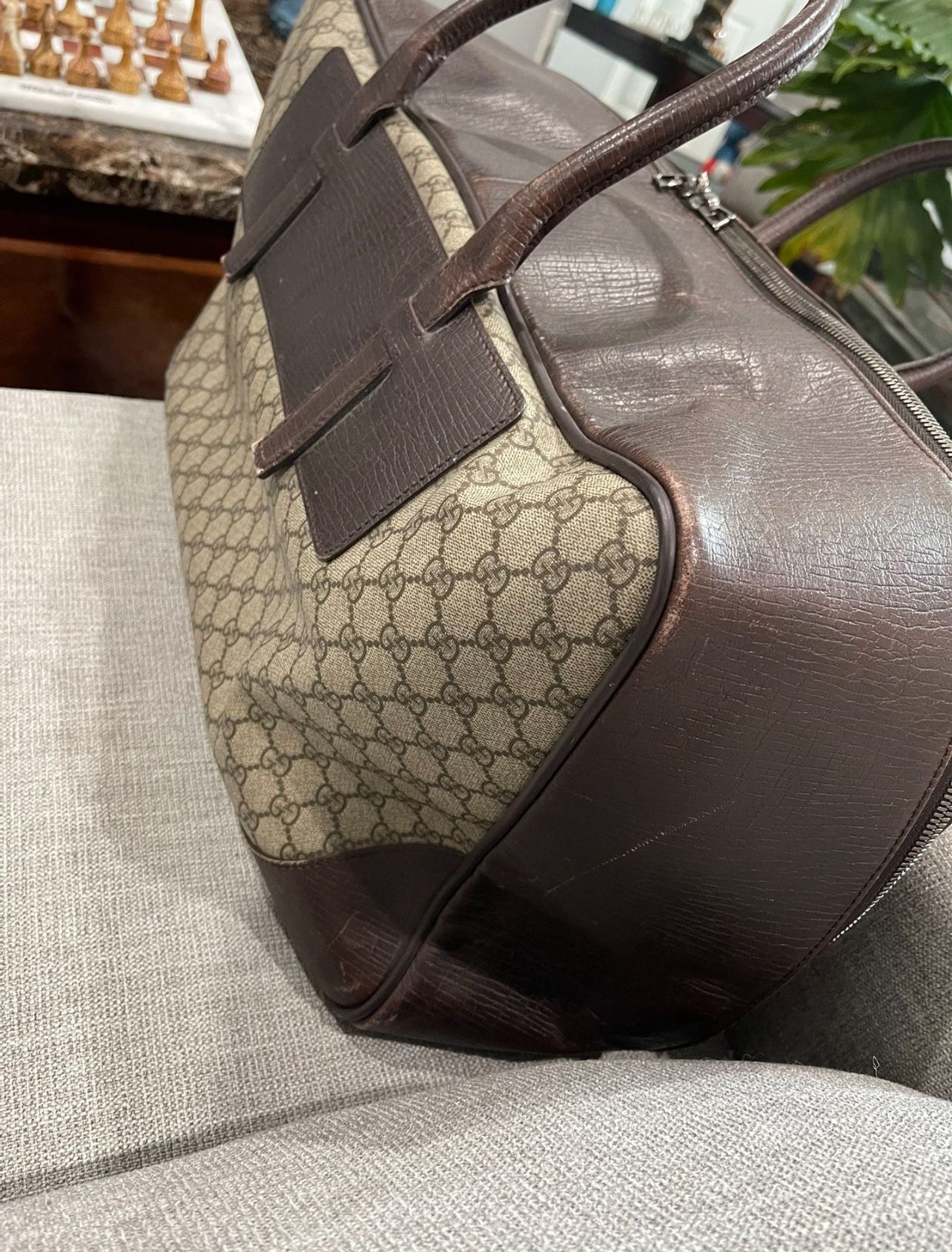 Gucci Leather Trimmed Duffel Bag