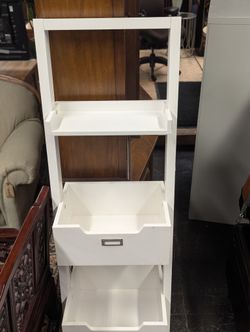 White Leaning Bookcase