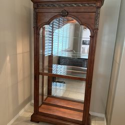 Carved Oak Curio Cabinet