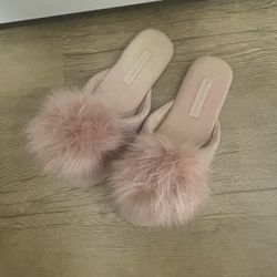 Banana Republic Pink Poof Slippers