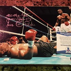 BAS COA JAMES BUSTER DOUGLAS SIGNED VS TYSON KO 8x10 PHOTO