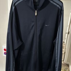 Nike Men’s 2XL Blue Full Zip Windbreaker Jacket VINTAGE Athletic Hooded