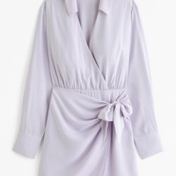 A&F Long-Sleeve Drapey Shirt Dress Size XS 