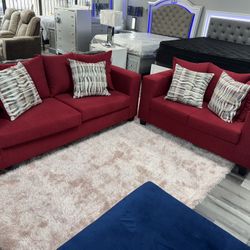 2PC RED SOFA & LOVE SEAT /  FLOOR MODEL SALE🔥🔥🔥