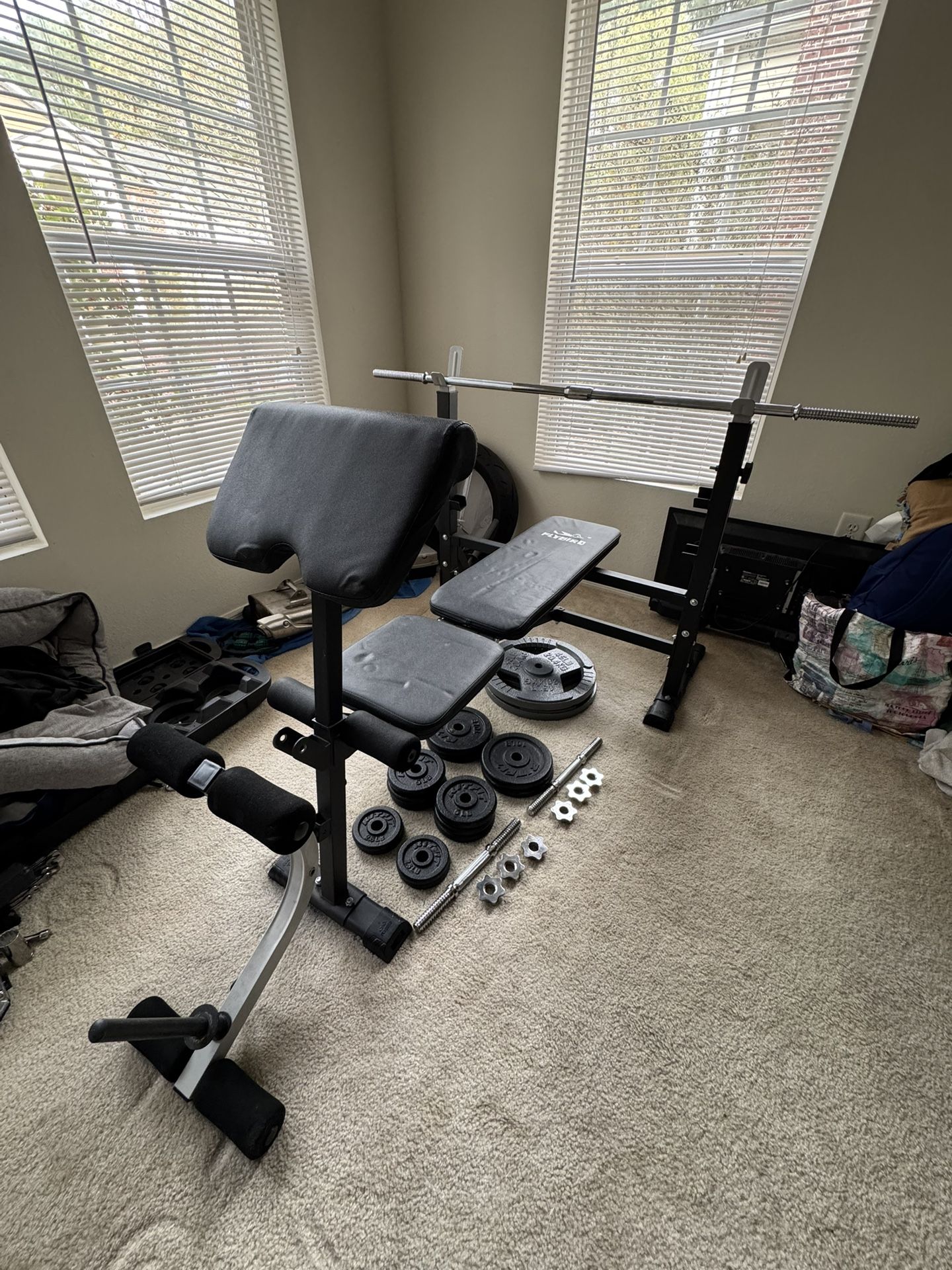 Weight Bench With Dumbbell And Barbell