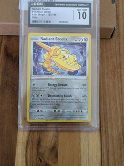 Radiant Steelix 124/196 CGC 10 Gem Mint Lost Origin Pokemon Card Graded Slab