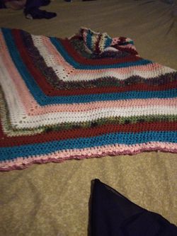 Hand crocheted poncho with hoodie