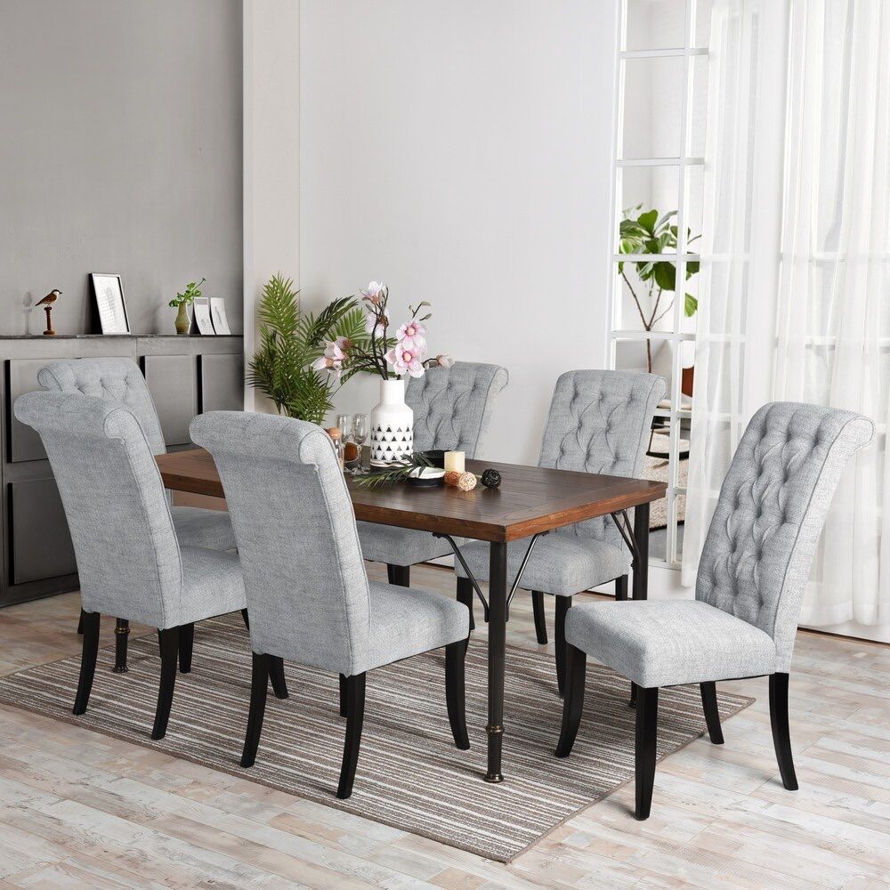 New Ashley Heavy Duty Set of 2 Luxury Solid Wood Dining Chairs Tripton Classic High Back Parsons Upholstered Legs for Kitchen, Living Room, Dining Roo