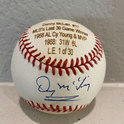 Denny McLain #17 Autographed Baseball MLBs Last 30 Game Winner Limited Edition #1 of 30