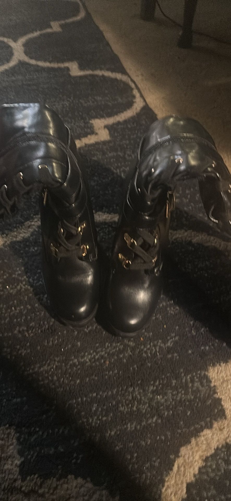 Black Leather Thigh High Boots