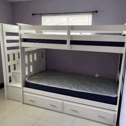 Solid Wood Bunk Bed White 