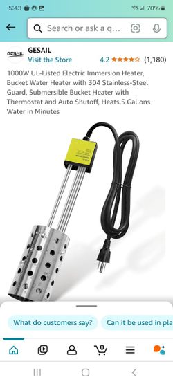 gesailbucket heater 1000w heater