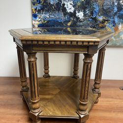 2 Hexagonal Side Tables With Glass Top