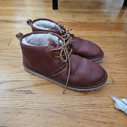 Brown Ugg Lined Leather Mens Boots