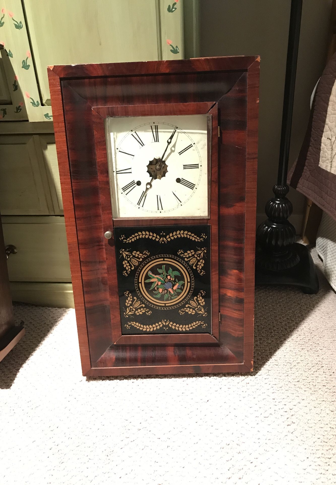 Antique 30 Hour E.L Welch Brass Clock Circa 1850’s with original manufacturer’s sticker.