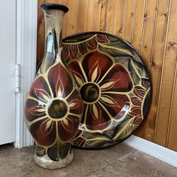 Ceramic vase & plate 