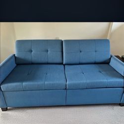 Blue Loveseat Sleeper – new condition, super clean– Modern & Stylish bought in 2026