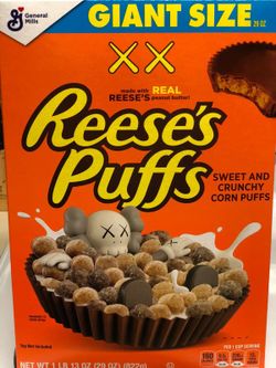 KAWS x Reese's Puffs Cereal Giant Size (Not Fit For Human Consumption) 29 Oz Sealed Box

