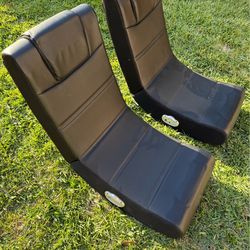 (Pair) 2 X Rocker Gaming Chairs Black Foldable Audio Floor Seat Mesh w Controls