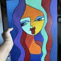 Whimsical Colorful CUBISM ART FORM $100