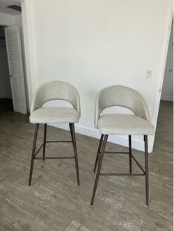Light Grey Upholstered Barstools - Set of Two
